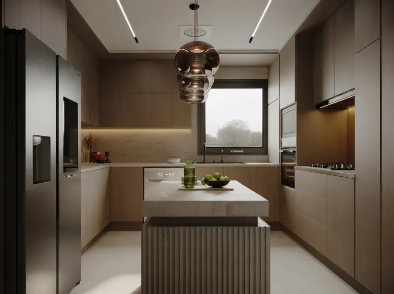 Kitchen designed with MeltFlex AI: Warm Wood Kitchen
